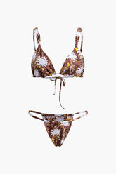 Floral Print Back Tie Bikini Set