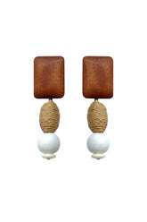 Wood Geometric Drop Earrings
