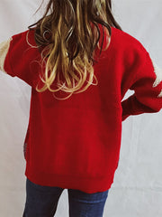 Christmas Tree Jacquard Knit Round Neck Loose Sweater