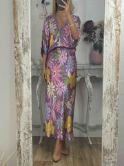 Exquisite Satin Floral Print Fishtail Skirt