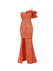 Noel Sequin Slit Maxi Dress