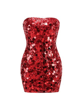 Tasia Sequin Mini Dress in Red