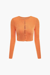 Button Up Cut Out Crop Knit Top