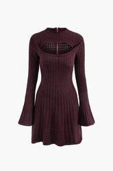 Cut Out Flare Sleeve Knit Mini Dress