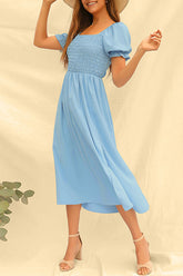 Fashion Casual Solid Slit Square Collar Princess Dresses