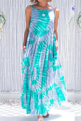 Fashion Casual Print Split Joint O Neck A Line Dresses
