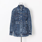 Hole loose lace denim jacket