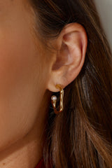 18k Gold Plated Fashion Edge Hoop Earrings Gold