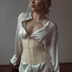 Beige External Under-bust See through Corset