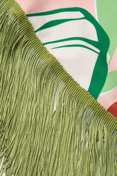 Floral Print Asymmetrical Fringe Knot Side Skirt