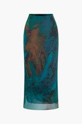 Tie Dye Mesh Midi Skirt