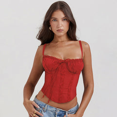 Lace Panel Lace-Up Camisole