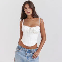 Lace Panel Lace-Up Camisole