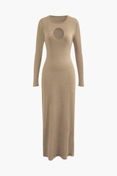 Round Neck Cut Out Long Sleeve Maxi Dress