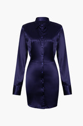Satin Button Down Shirt Dress