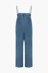 Adjustable Strap Denim Jumpsuit