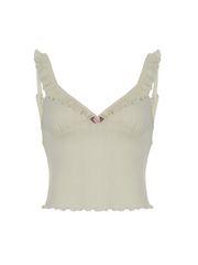 Carlin Ruffle Trim Knit Crop Top