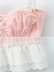 Bianca Lace Trim Mini Dress in Pink