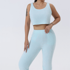Baby Blue Chic Matching 3-Piece Warm Lounge Set.