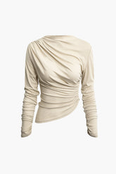 Asymmetrical Ruched Long Sleeve Top