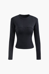 Contrast Ruched Long Sleeve Top
