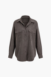 Flap Pocket Button Up Long Sleeve Shirt