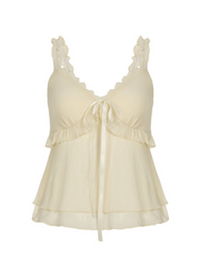 Natalie Ruffle Bow Mesh Top