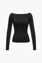 Solid Backless Long Sleeve Top
