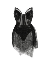 Silvana Mesh Rhinestone Corset Mini Dress