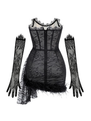 Dasia Lace Mini Dress in Black