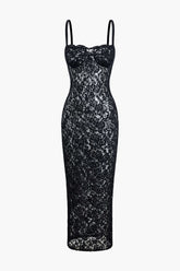Lace Bustier Slit Slip Maxi Dress