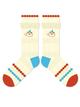 Cartoon Little Red Flower Striped Socks