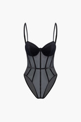 Sheer Bustier Corset Bodysuit