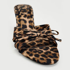 Leopard Bow Strap Heels