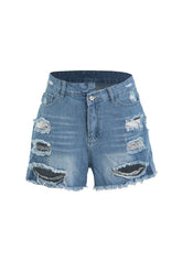 Ripped Denim Shorts
