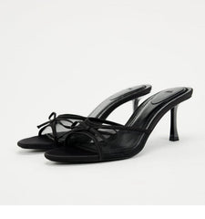 Black Bow Strap Heels