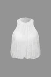 Embroidered Cutwork Sleeveless Top