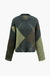 Colorblock Long Sleeve Pullover Knit Sweater