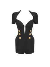Risha Gold Button Cut-Out Romper