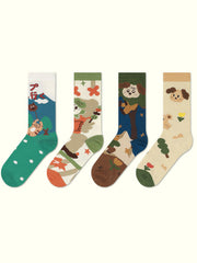 Cute Cartoon Kitty Pattern Cotton Socks