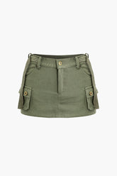 Flap Pocket Tie Cargo Mini Skirt