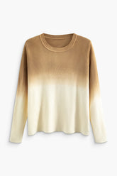 Ombre Round Neck Long Sleeve Sweater