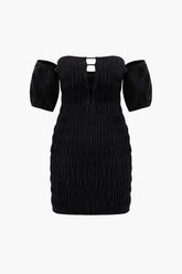 Off-Shoulder Puff Sleeve Mini Dress