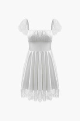 Lace Hem Satin Tie Back Mini Dress