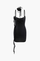 Rose Corsage Bodycon Mini Dress With Rose Choker