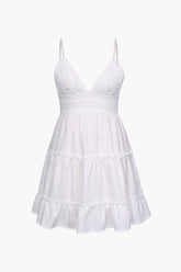 V-Neck Ruffle Hem Mini Dress