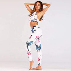 floral hollow out bandage yoga wear