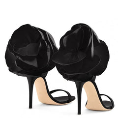 Black Rose Ankle Strap Hight Heels