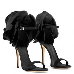 Black Rose Ankle Strap Hight Heels