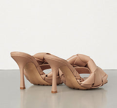 Beige Woven Mule Sandals